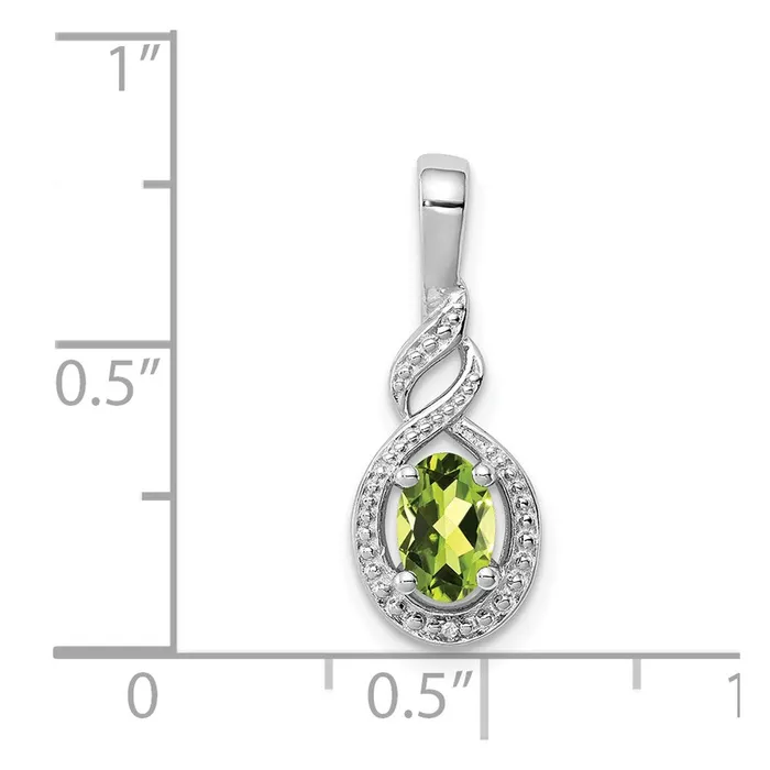 Goldia Necklaces Sterling Silver Rhodiumplated Peridot u0026 Diamond Pendant