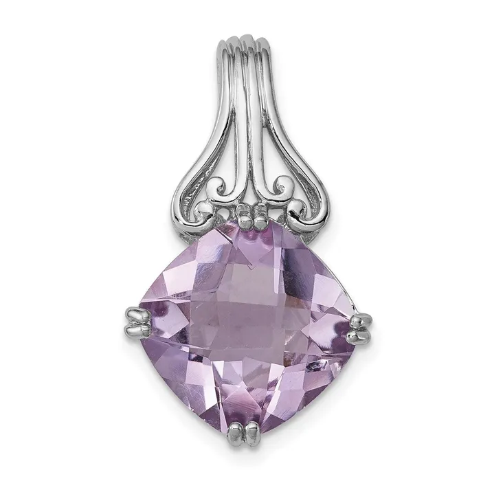 Goldia Necklaces Sterling Silver Rhodiumplated Pink Quartz Pendant