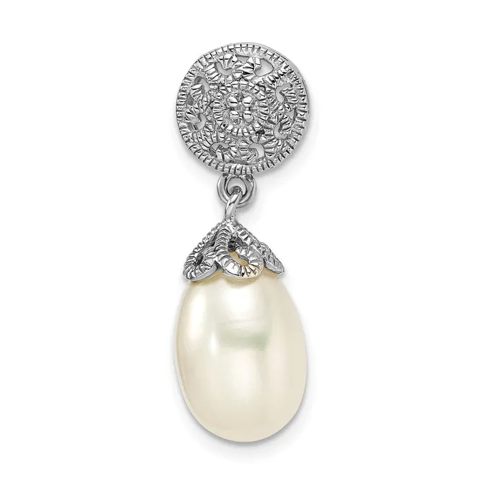 Goldia Necklaces Sterling Silver Rhodiumplated wDiamond and FWC Pearl Pendant Goldia Necklaces Sterling Silver Rhodiumplated wDiamond and FWC Pearl Pendant