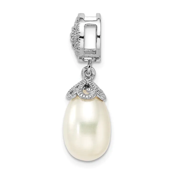 Goldia Necklaces Sterling Silver Rhodiumplated wDiamond and FWC Pearl Pendant