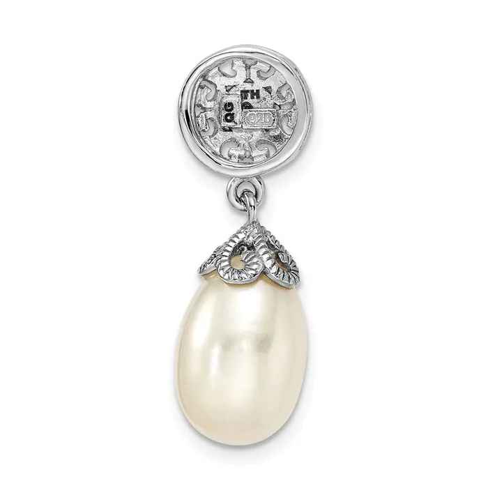 Goldia Necklaces Sterling Silver Rhodiumplated wDiamond and FWC Pearl Pendant