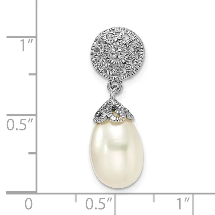 Goldia Necklaces Sterling Silver Rhodiumplated wDiamond and FWC Pearl Pendant