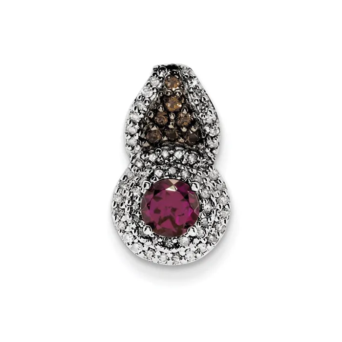Goldia Necklaces Sterling Silver Rhodium Rhodolite Garnet u0026 Smoky Qrtz u0026 Diamond Pendant Goldia Necklaces Sterling Silver Rhodium Rhodolite Garnet u0026 Smoky Qrtz u0026 Diamond Pendant