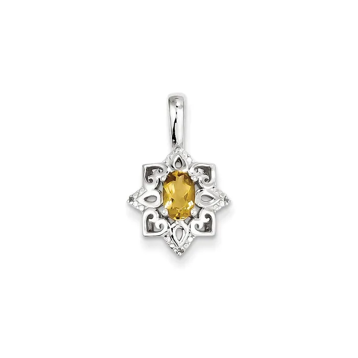 Goldia Necklaces Sterling Silver Whiskey Quartz Diamond Pendant