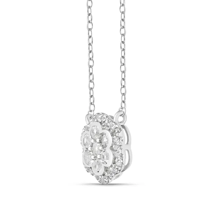 Goldia Necklaces White Topaz Frame Flower Necklace in Sterling Silver Goldia Necklaces White Topaz Frame Flower Necklace in Sterling Silver