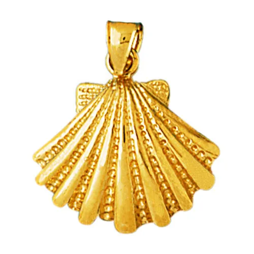 Goldia PreStyled Sets 14K Gold 16MM Scallop Shell Pendant