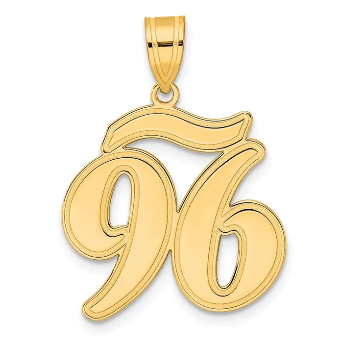 Goldia PreStyled Sets 14k Yellow Gold Brushed Border Script Number 96 Pendant Goldia PreStyled Sets 14k Yellow Gold Brushed Border Script Number 96 Pendant