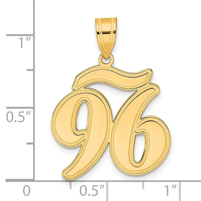 Goldia PreStyled Sets 14k Yellow Gold Brushed Border Script Number 96 Pendant