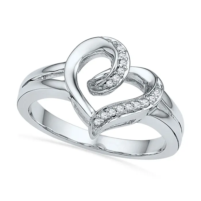 Goldia Rings 005 CT TW Natural Diamond Looping Heart Ring in Sterling Silver Goldia Rings 005 CT TW Natural Diamond Looping Heart Ring in Sterling Silver