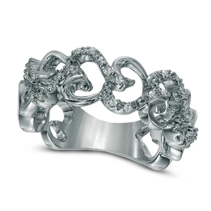 Goldia Rings 010 CT TW Natural Diamond Hearts Ring in Sterling Silver Size 7 Goldia Rings 010 CT TW Natural Diamond Hearts Ring in Sterling Silver Size 7