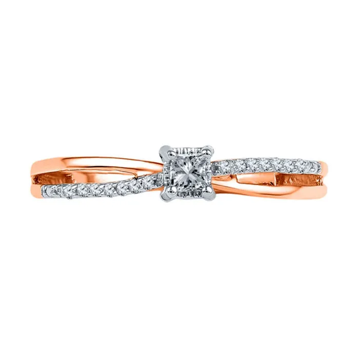 Goldia Rings 010 CT TW PrincessCut Natural Diamond Split Shank Promise Ring in Solid 10K Rose Gold Goldia Rings 010 CT TW PrincessCut Natural Diamond Split Shank Promise Ring in Solid 10K Rose Gold