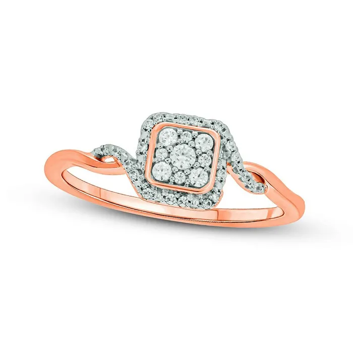 Goldia Rings 017 CT TW Composite Cushion Natural Diamond Frame Split Shank Promise Ring in Sterling Silver with Solid 14K Rose Gold Plate Goldia Rings 017 CT TW Composite Cushion Natural Diamond Frame Split Shank Promise Ring in Sterling Silver with Solid 14K Rose Gold Plate