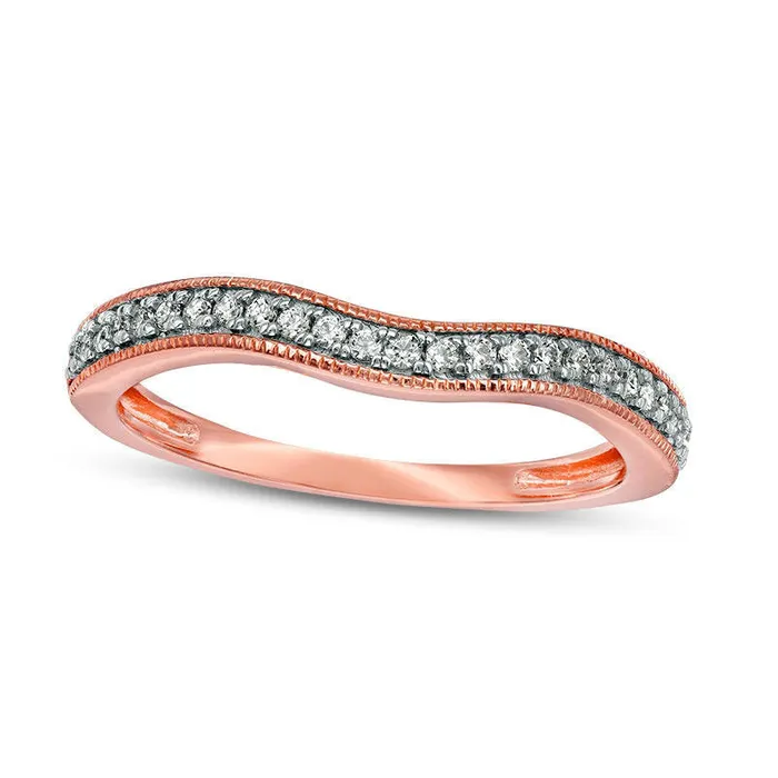 Goldia Rings 017 CT TW Natural Diamond Antique VintageStyle Contour Wedding Band in Solid 10K Rose Gold Goldia Rings 017 CT TW Natural Diamond Antique VintageStyle Contour Wedding Band in Solid 10K Rose Gold