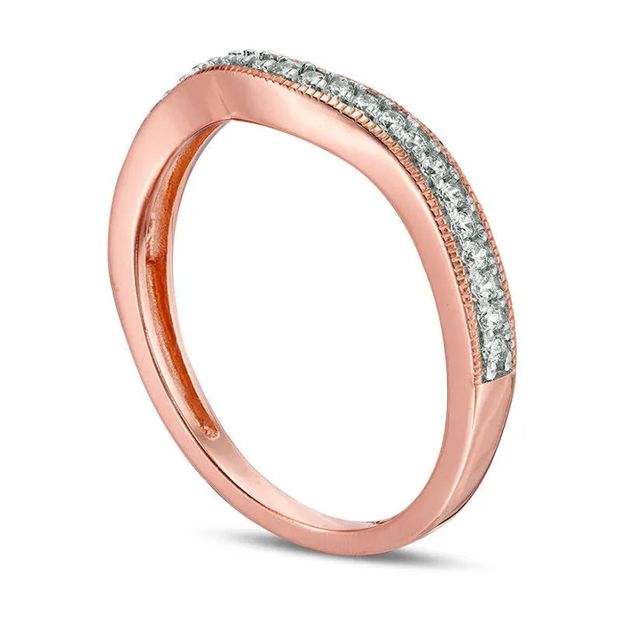 Goldia Rings 017 CT TW Natural Diamond Antique VintageStyle Contour Wedding Band in Solid 10K Rose Gold Goldia Rings 017 CT TW Natural Diamond Antique VintageStyle Contour Wedding Band in Solid 10K Rose Gold