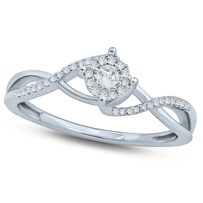 Goldia Rings 017 CT TW Natural Diamond Frame Bypass Twist Promise Ring in Sterling Silver Goldia Rings 017 CT TW Natural Diamond Frame Bypass Twist Promise Ring in Sterling Silver