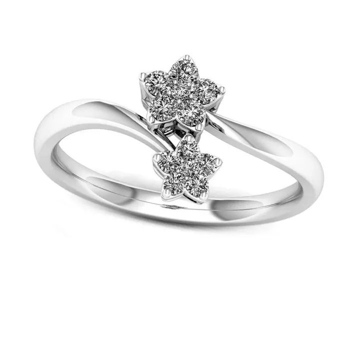 Goldia Rings 020 CT TW Natural Diamond Double Bypass Star Ring in Solid 10K White Gold Goldia Rings 020 CT TW Natural Diamond Double Bypass Star Ring in Solid 10K White Gold