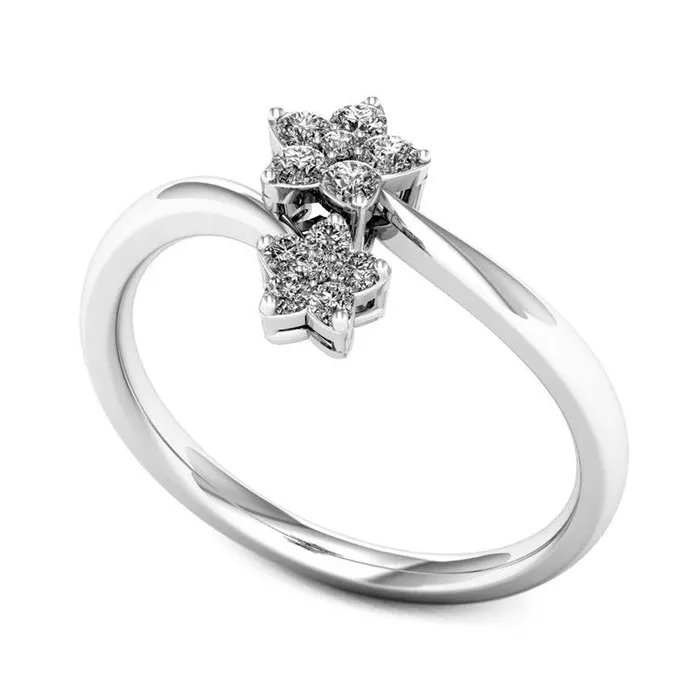 Goldia Rings 020 CT TW Natural Diamond Double Bypass Star Ring in Solid 10K White Gold Goldia Rings 020 CT TW Natural Diamond Double Bypass Star Ring in Solid 10K White Gold