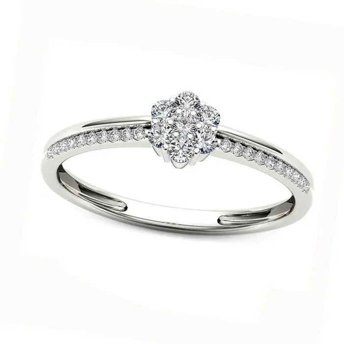 Goldia Rings 020 CT TW Natural Diamond Flower Promise Ring in Solid 10K White Gold Goldia Rings 020 CT TW Natural Diamond Flower Promise Ring in Solid 10K White Gold