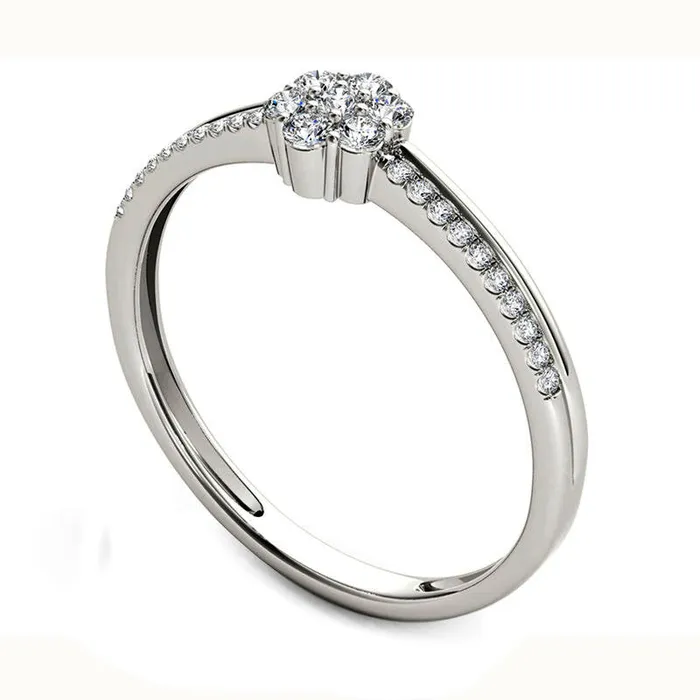 Goldia Rings 020 CT TW Natural Diamond Flower Promise Ring in Solid 10K White Gold Goldia Rings 020 CT TW Natural Diamond Flower Promise Ring in Solid 10K White Gold
