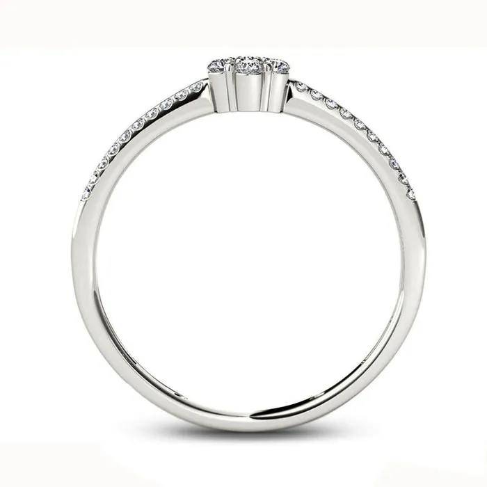 Goldia Rings 020 CT TW Natural Diamond Flower Promise Ring in Solid 10K White Gold Goldia Rings 020 CT TW Natural Diamond Flower Promise Ring in Solid 10K White Gold