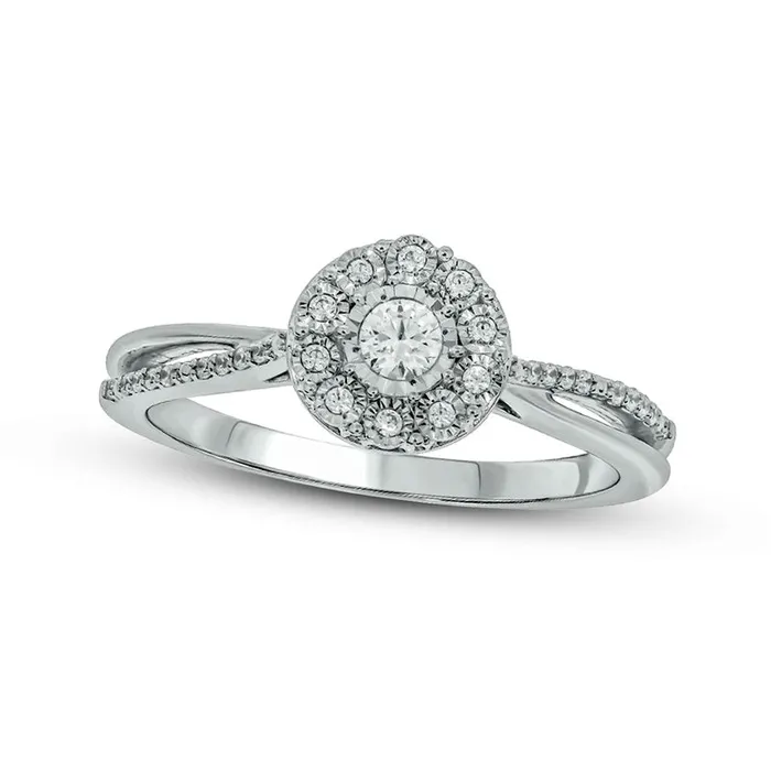Goldia Rings 020 CT TW Natural Diamond Frame Split Shank Promise Ring in Solid 10K White Gold Goldia Rings 020 CT TW Natural Diamond Frame Split Shank Promise Ring in Solid 10K White Gold