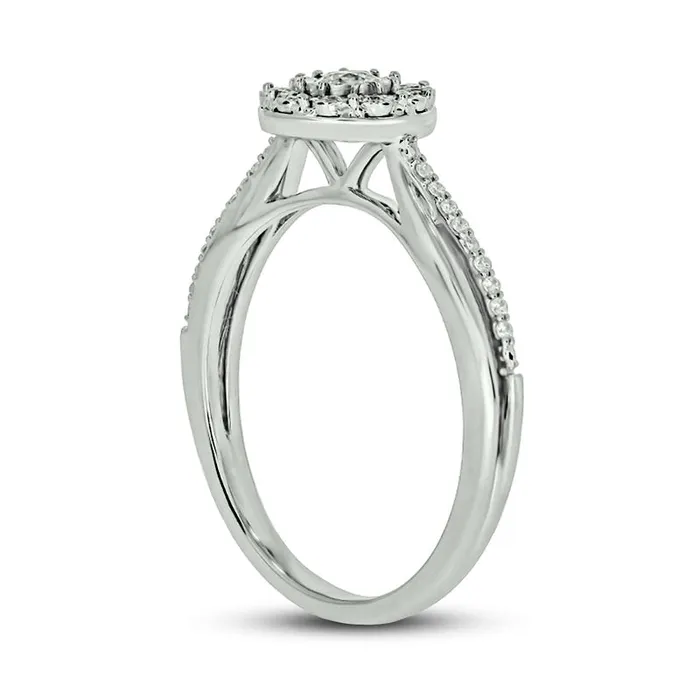 Goldia Rings 020 CT TW Natural Diamond Frame Split Shank Promise Ring in Solid 10K White Gold Goldia Rings 020 CT TW Natural Diamond Frame Split Shank Promise Ring in Solid 10K White Gold