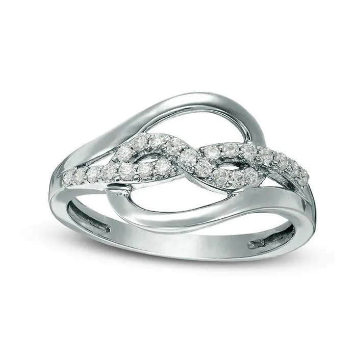 Goldia Rings 020 CT TW Natural Diamond Infinity Knot Bypass Ring in Sterling Silver Goldia Rings 020 CT TW Natural Diamond Infinity Knot Bypass Ring in Sterling Silver