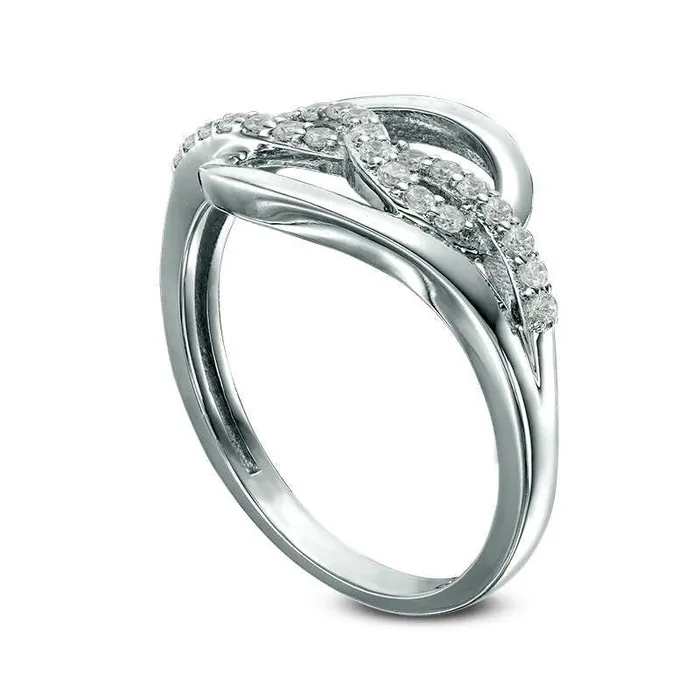 Goldia Rings 020 CT TW Natural Diamond Infinity Knot Bypass Ring in Sterling Silver Goldia Rings 020 CT TW Natural Diamond Infinity Knot Bypass Ring in Sterling Silver