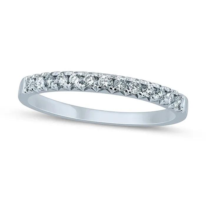 Goldia Rings 025 CT TW Natural Diamond Anniversary Band in Solid 14K White Gold