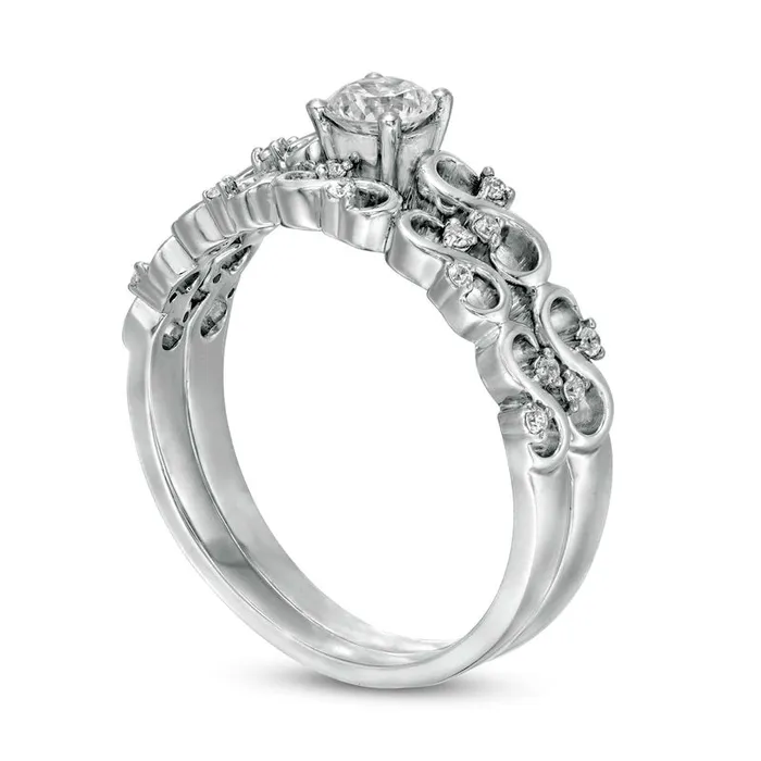 Goldia Rings 025 CT TW Natural Diamond Infinity Bridal Engagement Ring Set in Solid 10K White Gold Goldia Rings 025 CT TW Natural Diamond Infinity Bridal Engagement Ring Set in Solid 10K White Gold