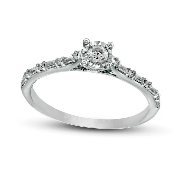 Goldia Rings 025 CT TW Natural Diamond Promise Ring in Solid 10K White Gold Goldia Rings 025 CT TW Natural Diamond Promise Ring in Solid 10K White Gold