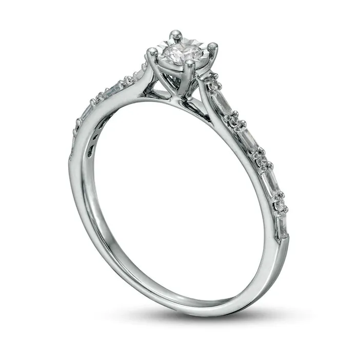 Goldia Rings 025 CT TW Natural Diamond Promise Ring in Solid 10K White Gold Goldia Rings 025 CT TW Natural Diamond Promise Ring in Solid 10K White Gold