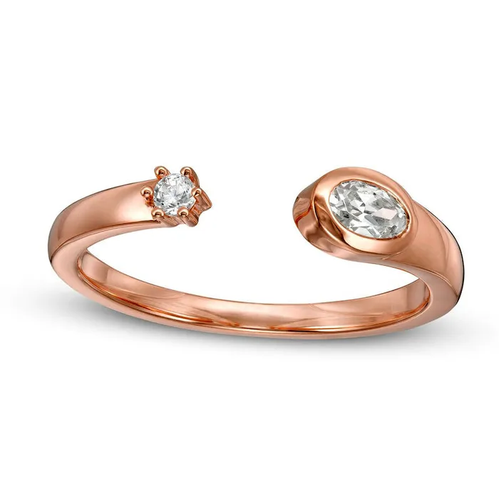 Goldia Rings 025 CT TW OvalShaped and Round Natural Diamond Open Shank Ring in Solid 10K Rose Gold Goldia Rings 025 CT TW OvalShaped and Round Natural Diamond Open Shank Ring in Solid 10K Rose Gold