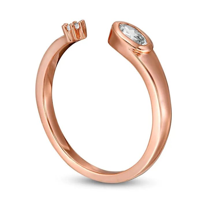 Goldia Rings 025 CT TW OvalShaped and Round Natural Diamond Open Shank Ring in Solid 10K Rose Gold Goldia Rings 025 CT TW OvalShaped and Round Natural Diamond Open Shank Ring in Solid 10K Rose Gold
