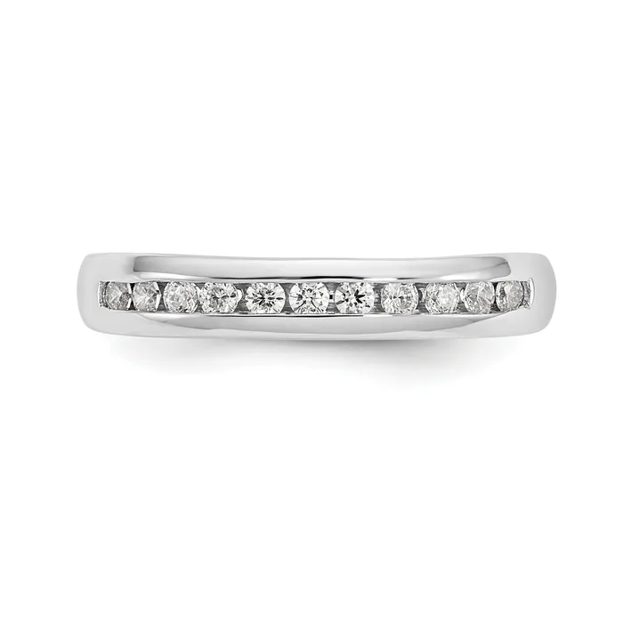 Goldia Rings 025ct CZ Solid Real 14K White Gold 11Stone Channel Wedding Band Ring