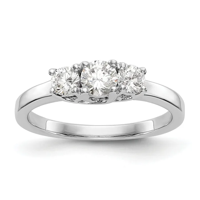 Goldia Rings 025ct CZ Solid Real 14K White Gold 3Stone Engagement Ring