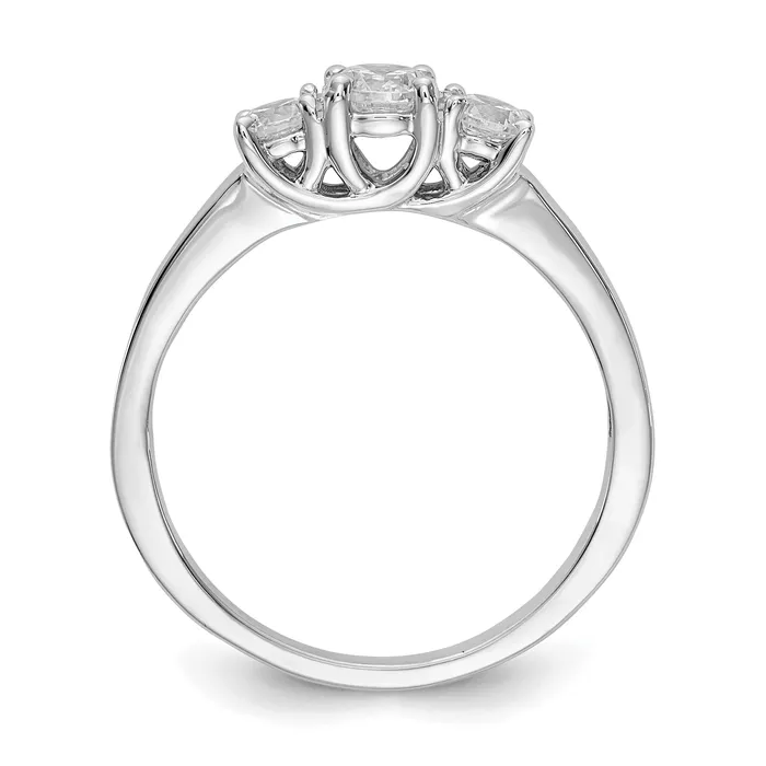Goldia Rings 025ct CZ Solid Real 14K White Gold 3Stone Engagement Ring