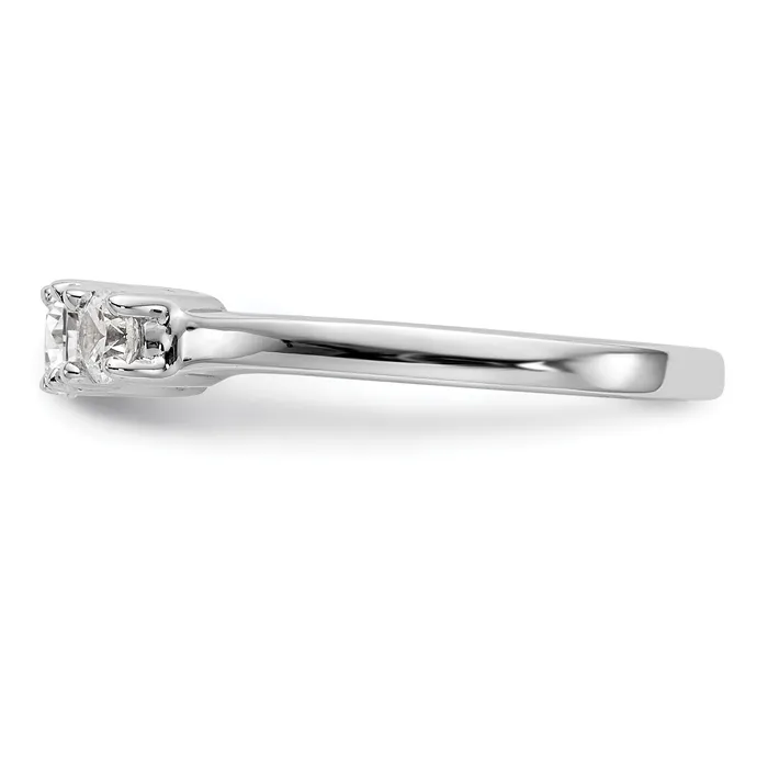 Goldia Rings 025ct CZ Solid Real 14K White Gold 3Stone Engagement Ring