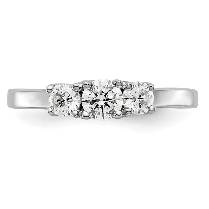 Goldia Rings 025ct CZ Solid Real 14K White Gold 3Stone Engagement Ring