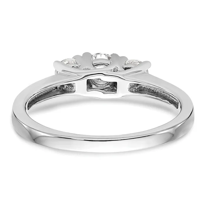 Goldia Rings 025ct CZ Solid Real 14K White Gold 3Stone Engagement Ring
