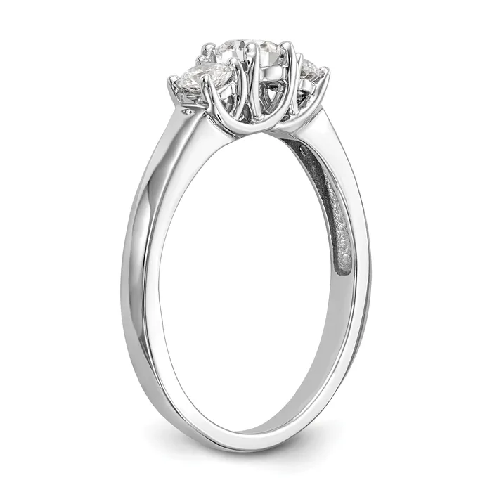 Goldia Rings 025ct CZ Solid Real 14K White Gold 3Stone Engagement Ring