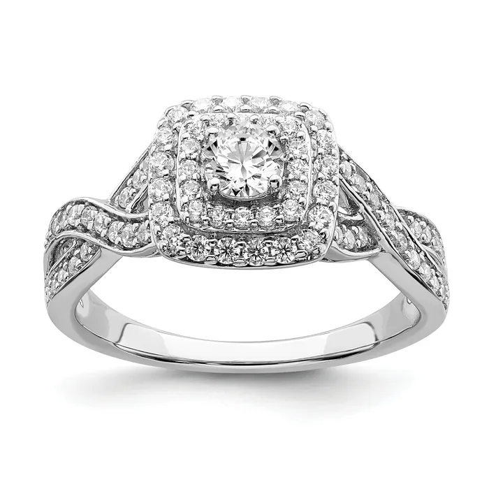 Goldia Rings 025ct CZ Solid Real 14K White Gold Engagement Ring