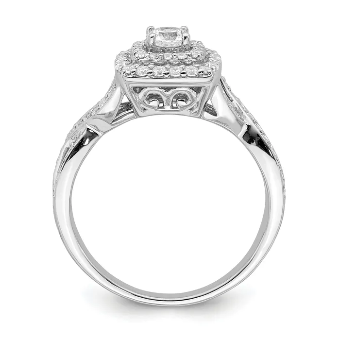 Goldia Rings 025ct CZ Solid Real 14K White Gold Engagement Ring