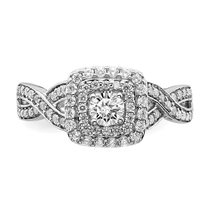 Goldia Rings 025ct CZ Solid Real 14K White Gold Engagement Ring