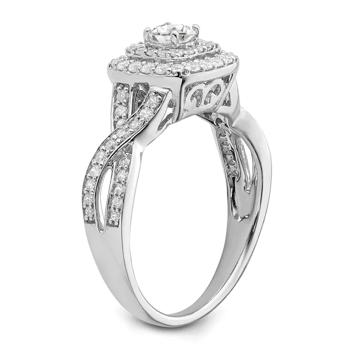Goldia Rings 025ct CZ Solid Real 14K White Gold Engagement Ring