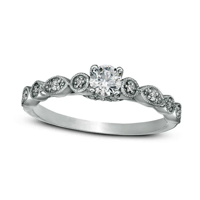 Goldia Rings 033 CT TW Natural Diamond Antique VintageStyle Engagement Ring in Solid 14K White Gold Goldia Rings 033 CT TW Natural Diamond Antique VintageStyle Engagement Ring in Solid 14K White Gold