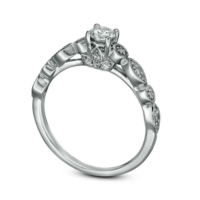 Goldia Rings 033 CT TW Natural Diamond Antique VintageStyle Engagement Ring in Solid 14K White Gold Goldia Rings 033 CT TW Natural Diamond Antique VintageStyle Engagement Ring in Solid 14K White Gold