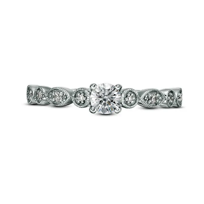 Goldia Rings 033 CT TW Natural Diamond Antique VintageStyle Engagement Ring in Solid 14K White Gold Goldia Rings 033 CT TW Natural Diamond Antique VintageStyle Engagement Ring in Solid 14K White Gold
