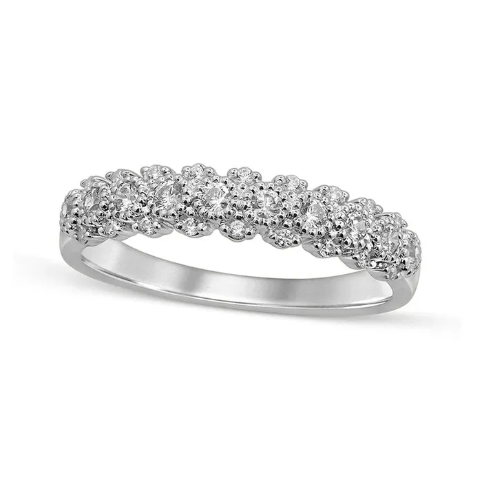 Goldia Rings 033 CT TW Natural Diamond Beaded Frames Anniversary Band in Solid 10K White Gold Goldia Rings 033 CT TW Natural Diamond Beaded Frames Anniversary Band in Solid 10K White Gold
