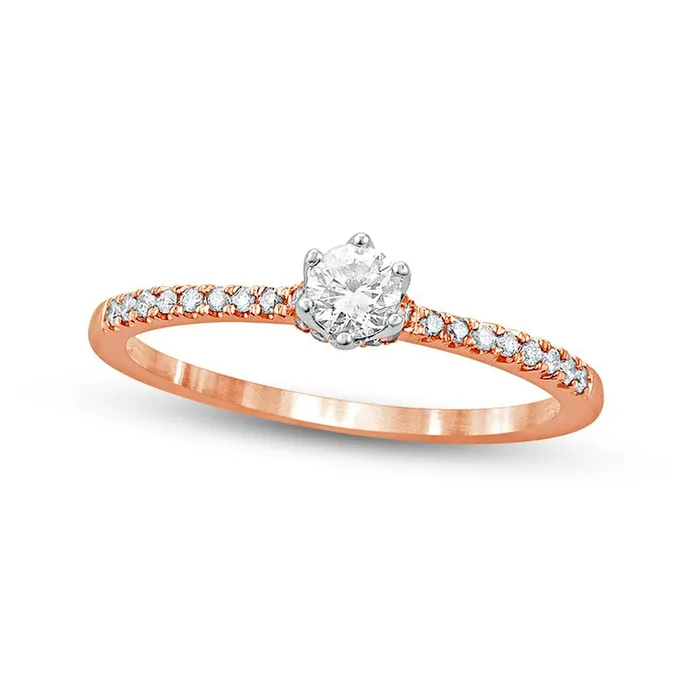 Goldia Rings 033 CT TW Natural Diamond Hidden Halo Engagement Ring in Solid 10K Rose Gold II2 Goldia Rings 033 CT TW Natural Diamond Hidden Halo Engagement Ring in Solid 10K Rose Gold II2